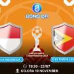 Soi kèo U19 Indonesia vs U19 Timor Leste 19h30 ngày 23/07