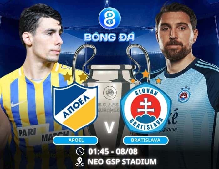 Soi kèo APOEL vs Slovan Bratislava 00h00 ngày 14/08