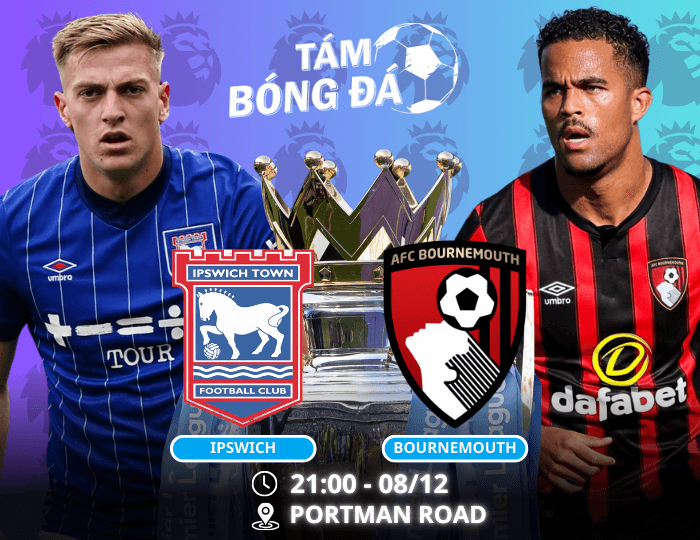 Nhận định, soi kèo Ipswich vs Bournemouth 21h00 ngày 08/12