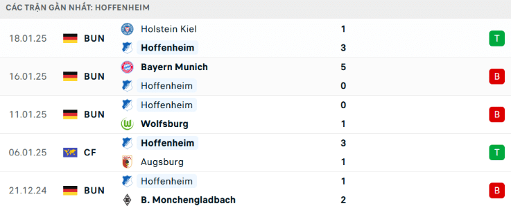 Thành tích đối đầu Hoffenheim vs Tottenham